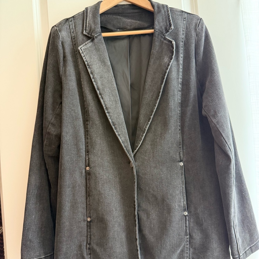 Peace Love World Gray Denim Blazer